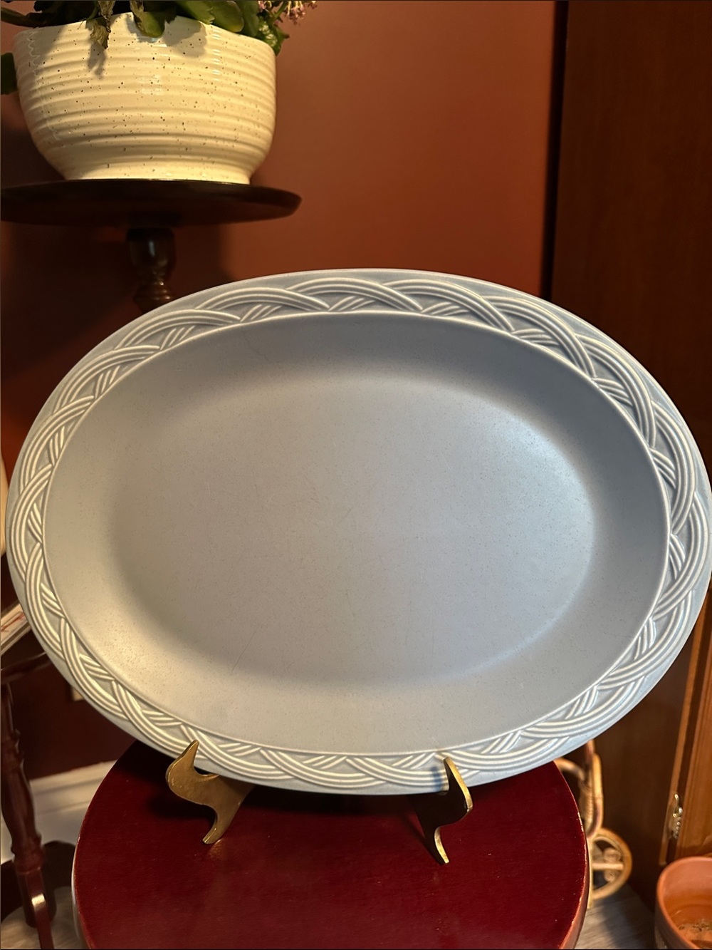 Pfaltzgraff Acadia Blue 14” Platter with Embossed Trim